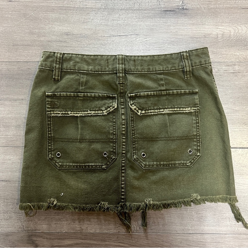 Free people green denim mini skirt